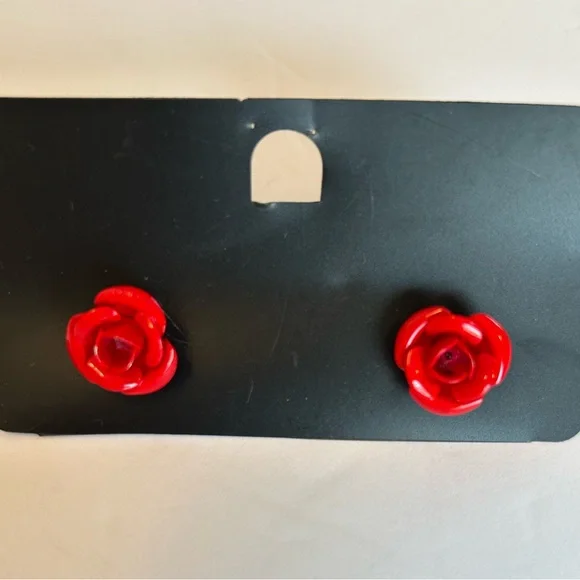 Statement Necklace Floral with Earrings red yellow green - Picture 3 of 11